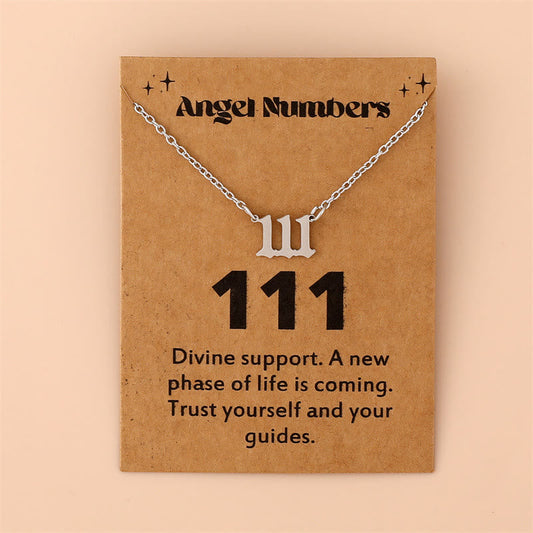 Silberne Halskette mit "111" Anhänger, Engelszahlen, spiritueller Schmuck, Geschenkidee.