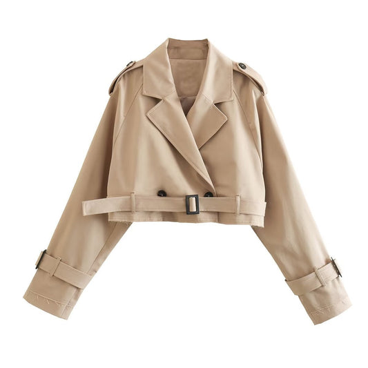 Trendige Kurze Damen-Trenchcoat mit Gürtel – Amelie