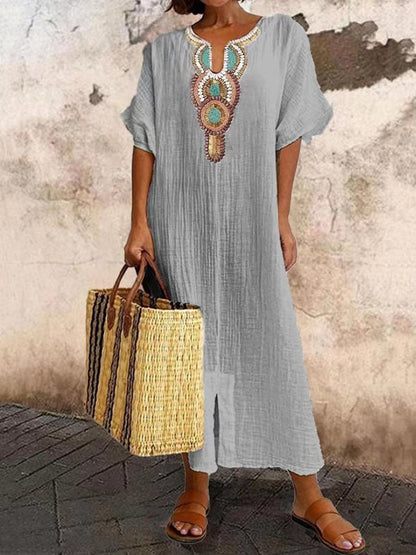Kaftan-Maxikleid mit Stickereien – Yasmin