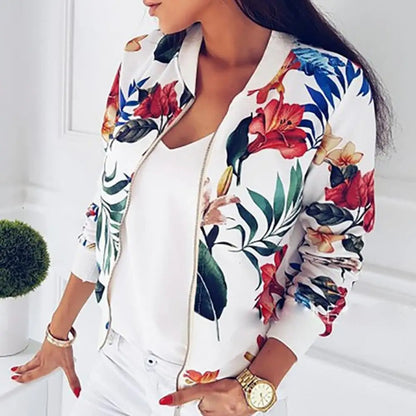Langärmlige Damen-Sommerjacke mit Blumenmuster – Liora
