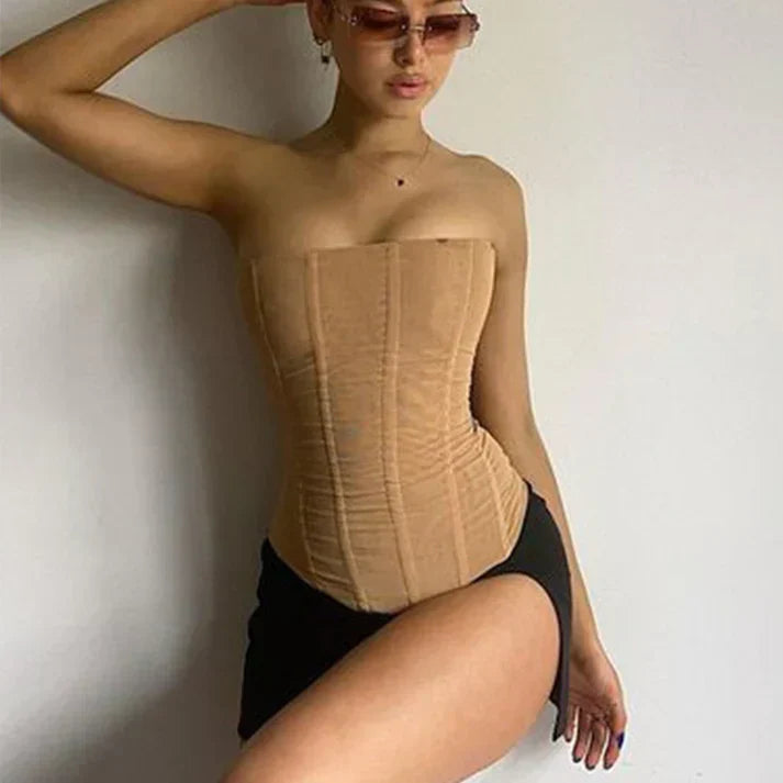 Mesh-figurformendes Korsett-Top – Caia