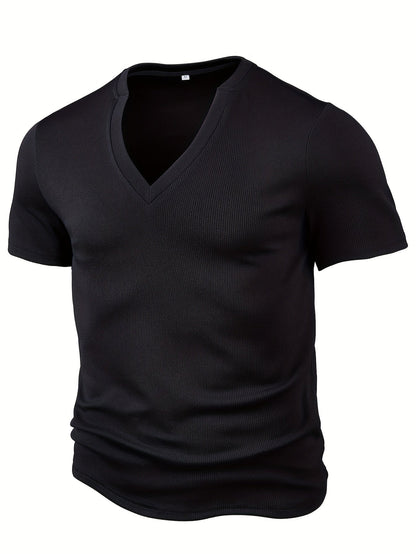 Herren-T-Shirt mit tiefem V-Ausschnitt und Struktur – Rafael