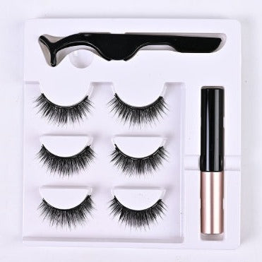 Falsche Wimpern Set mit Applikator und Kleber, schwarz, voluminös, wiederverwendbar, Make-up Zubehör.