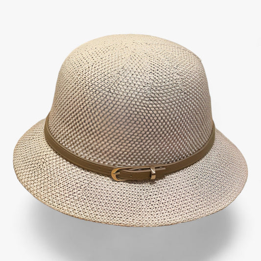 Damen Sonnenhut | Leinen | Einfarbig | Faltbar | UV-Schutz | Leicht-Beige-Luzern Mode