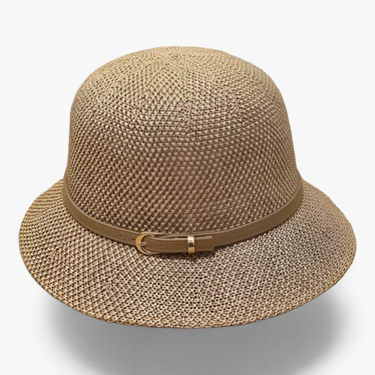 Damen Sonnenhut | Leinen | Einfarbig | Faltbar | UV-Schutz | Leicht-Khaki-Luzern Mode