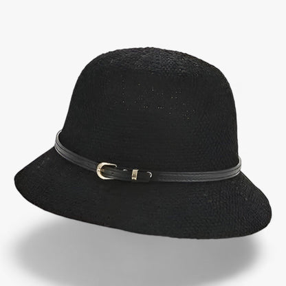 Damen Sonnenhut | Leinen | Einfarbig | Faltbar | UV-Schutz | Leicht-Schwartz-Luzern Mode