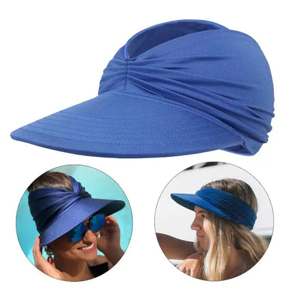 Damen Sonnenhut | Faltbar & Kompakt | UV Schutz | Sommerhut mit großem Schirm-Royalblau-Einheitsgröße-Luzern Mode