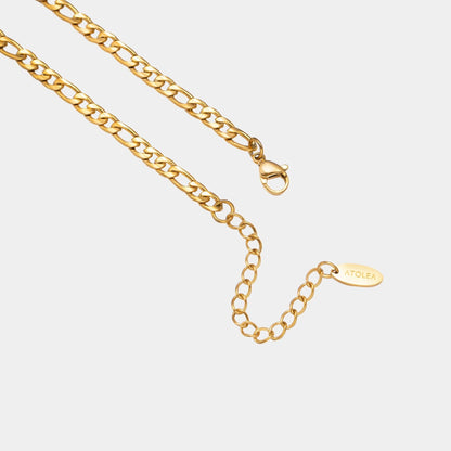 Goldene Figaro-Kette mit Karabinerverschluss, Edelstahl, modisches Schmuckstück.