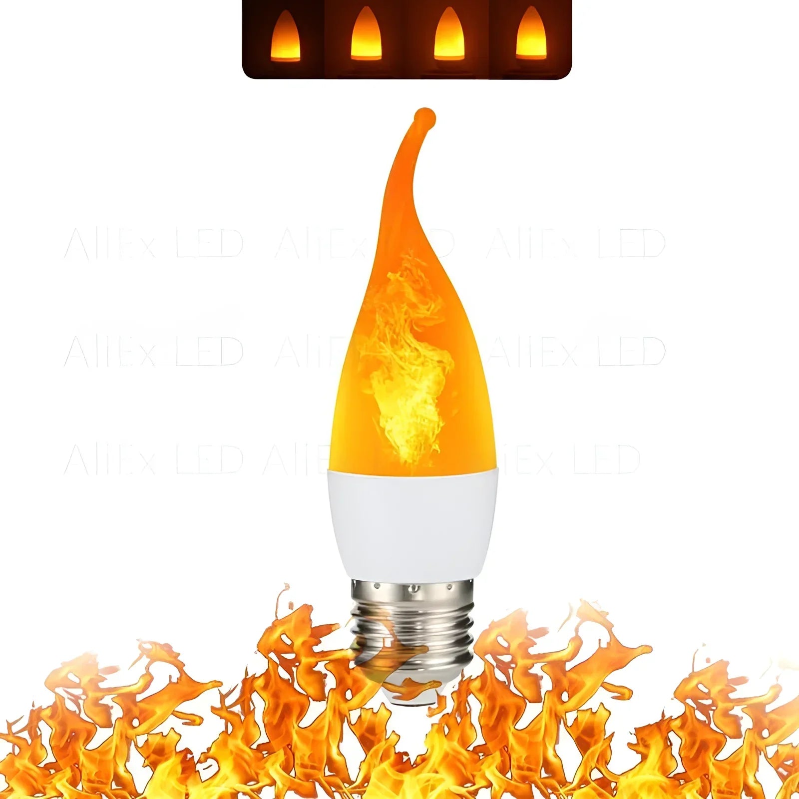 LED-Flammenlampe E27, orange, realistische Flammenoptik, energiesparend, dekorativ.