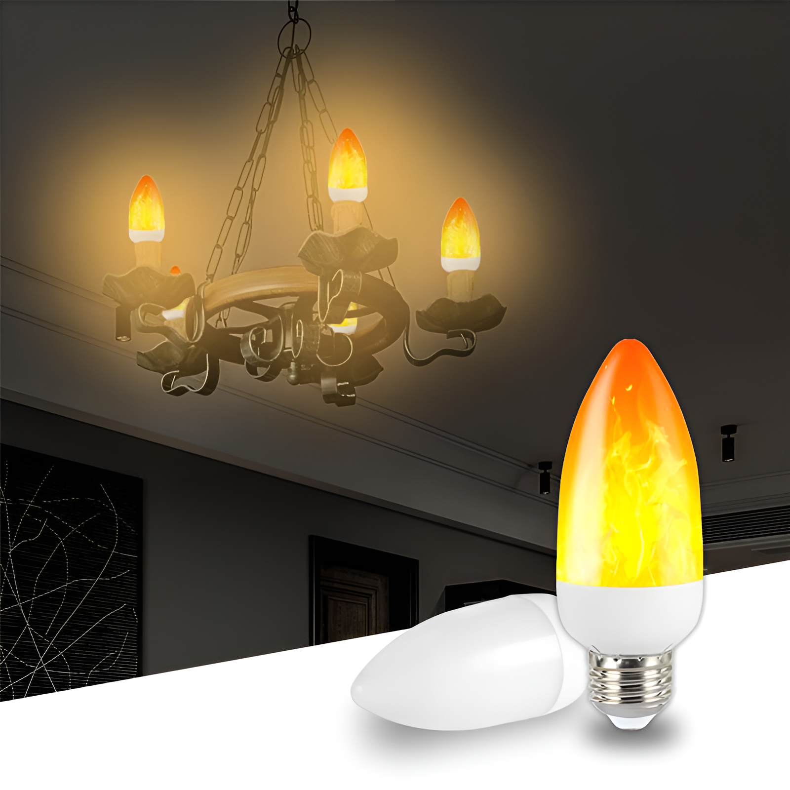 LED-Flammenlampe E14, warmweiß, dekorative Glühbirne, Kronleuchter, Energiesparlampe.