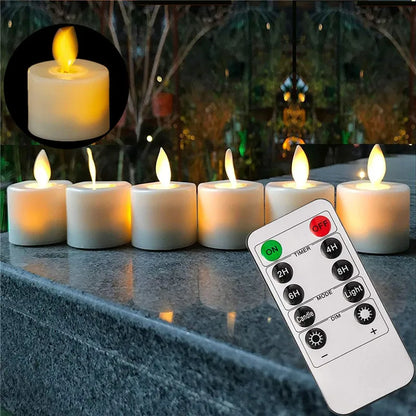 Sechs flammenlose LED-Kerzen mit Fernbedienung, realistisch, für Weihnachten, Hochzeit.