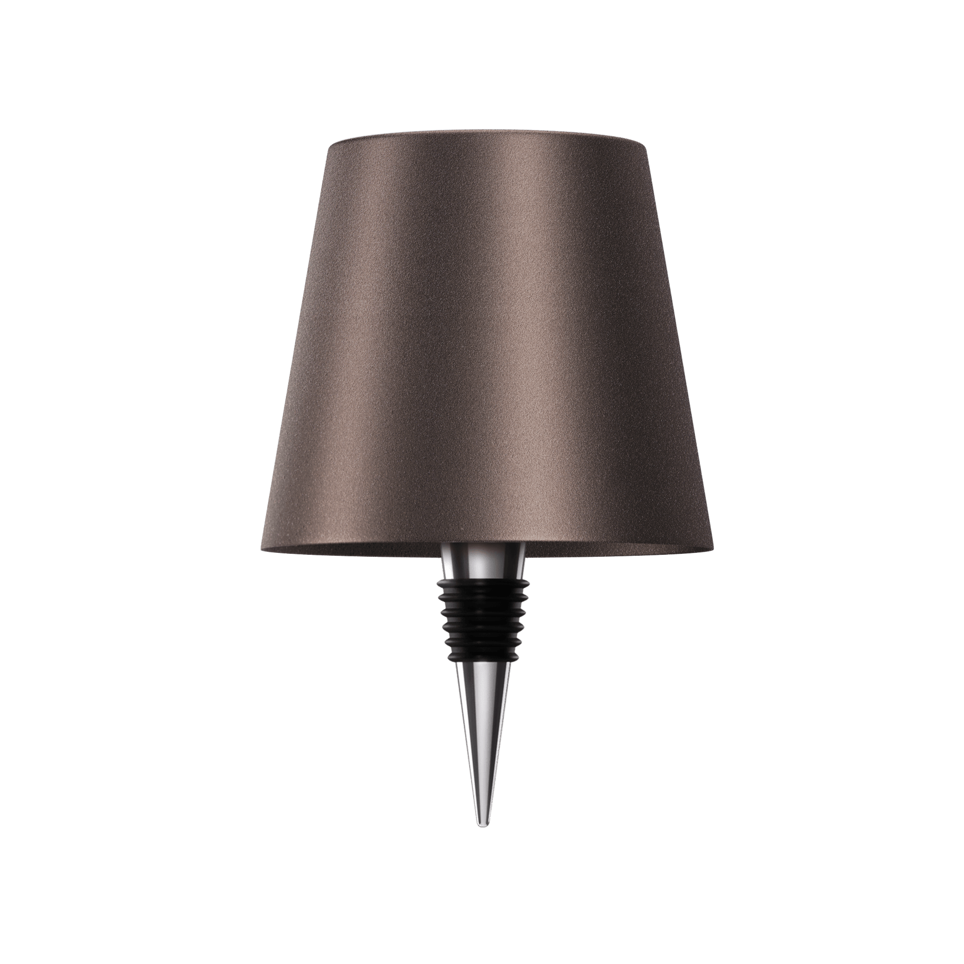 Braune Flaschenlampe, transparent, modern, Metall, für stilvolle Beleuchtung, Inneneinrichtung.