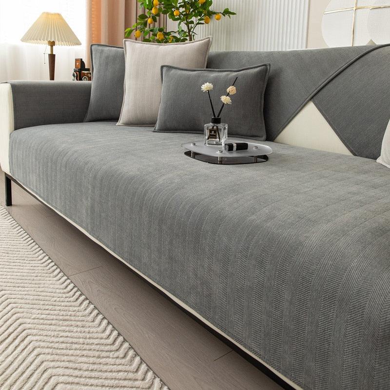 Graue Fleecedecke Antirutsch für Sofa, 70x120cm, Wohnzimmer, modern, Pantino.