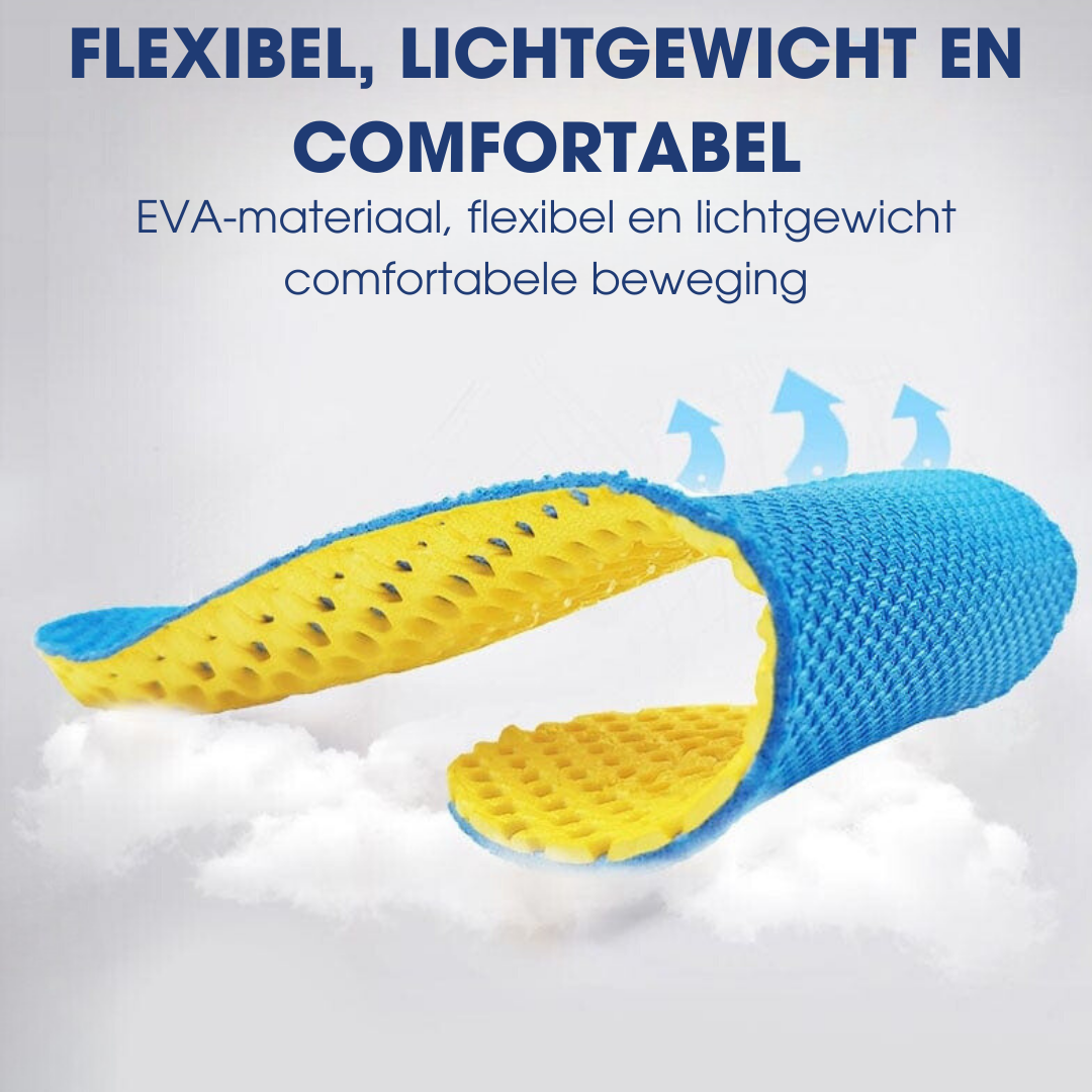 Flexibler, leichter EVA-Schaumstoff, blau-gelb, für komfortable Bewegung.