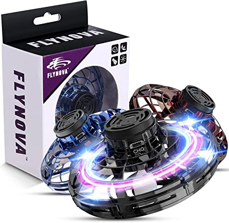 Fliegender Spinner Spielzeug, LED, schwarz, blau, rot, für Kinder, Geschenk, Flynova.