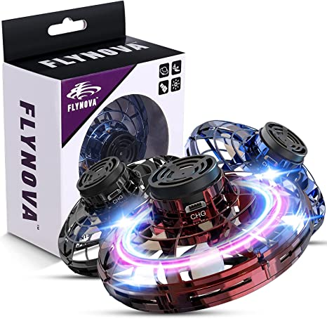 Fliegender Spinner Spielzeug, LED-Leuchten, rot und blau, mit Verpackung, Flynova Marke.