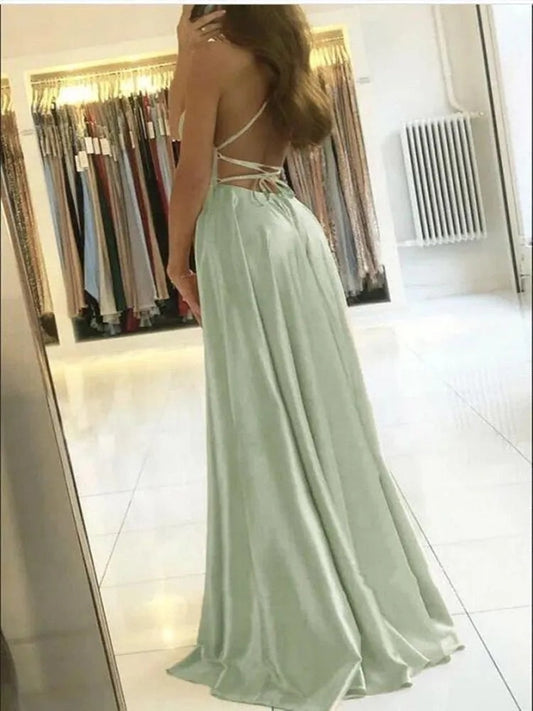 Maxikleid |Seitenschlitz | Fließend | Einfarbig | Ärmellos | Locker-Luzern Mode