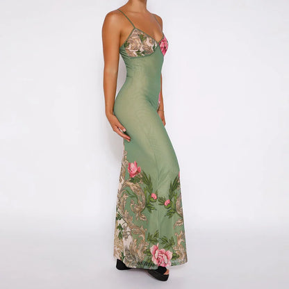 Sommerkleid mit Blumenmuster | Maxilänge | V-Ausschnitt | luftiger Stil-Luzern Mode