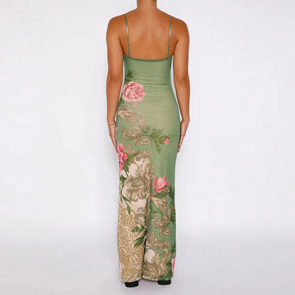 Sommerkleid mit Blumenmuster | Maxilänge | V-Ausschnitt | luftiger Stil-Luzern Mode