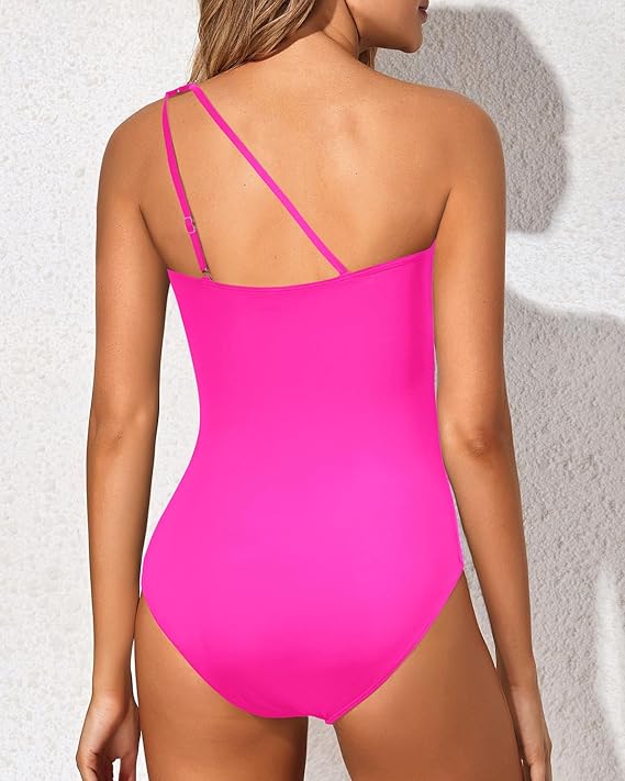 Badeanzug Damen Einteiler | One-Shoulder Design | Bauchformend | Sommer-Luzern Mode