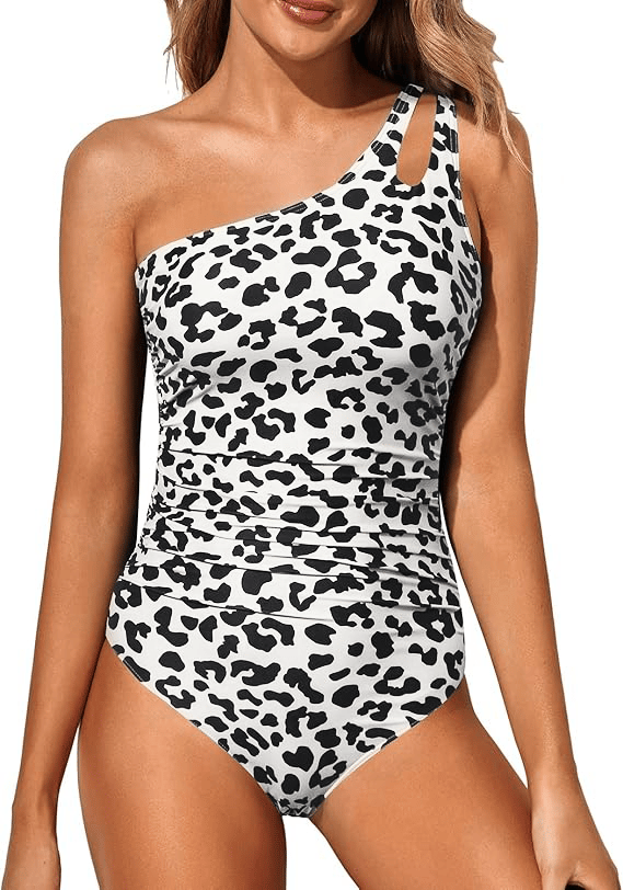 Badeanzug Damen Einteiler | One-Shoulder Design | Bauchformend | Sommer-Luzern Mode