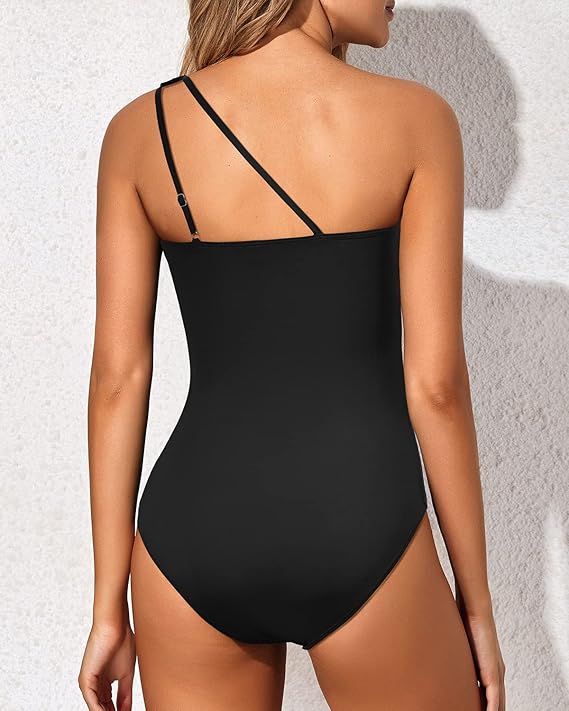 Badeanzug Damen Einteiler | One-Shoulder Design | Bauchformend | Sommer-Luzern Mode