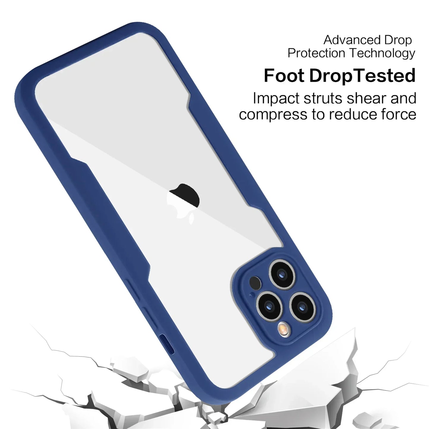 Full-Cover Clear Shockproof Phone Case with Lens & Screen Guard – 1+1 FREE-Black-IPhone 13Pro Max-State of Style