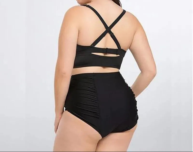 Schwarzes Bikini-Set mit Neckholder-Top und hoher Taille – Alina