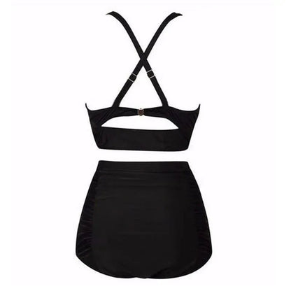 Schwarzes Bikini-Set mit Neckholder-Top und hoher Taille – Alina