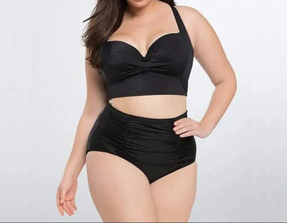 Schwarzes Bikini-Set mit Neckholder-Top und hoher Taille – Alina