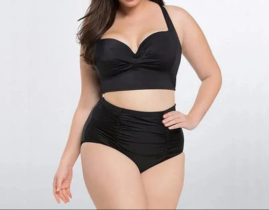 Schwarzes Bikini-Set mit Neckholder-Top und hoher Taille – Alina