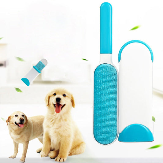 Blauer Tierhaarentferner mit Selbstreinigungsbasis, ideal für Hunde- und Katzenhaare.