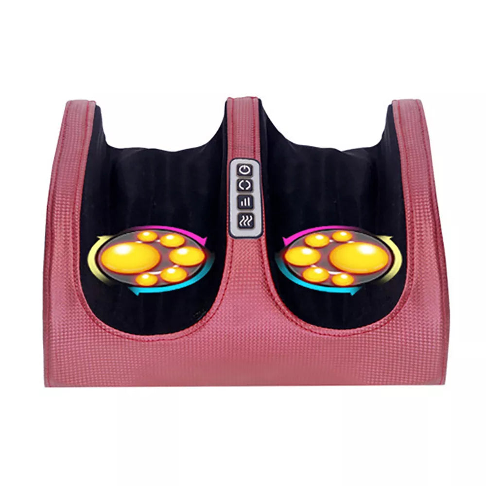 Elektrisches Fußmassagegerät, rot, mit Wärmefunktion, ergonomisches Design, Entspannung.