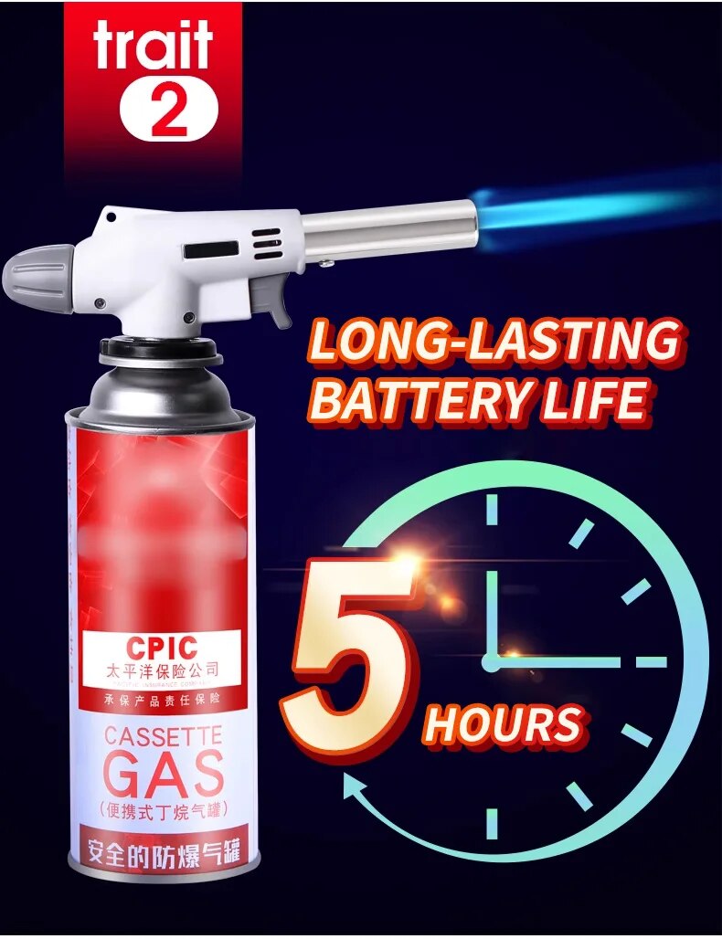 Gasbrenner mit langer Batterielaufzeit, 5 Stunden, für Camping, Kochen, Butan, tragbar.