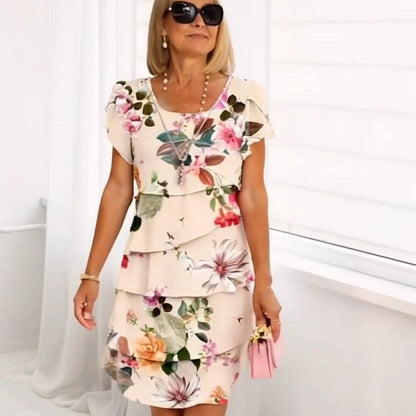Wasserfall Sommerkleid Damen | Geblümt | Luftig | A-Linie | Boho Look | S bis 5XL-Luzern Mode