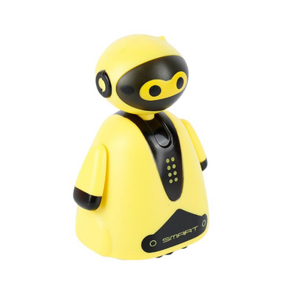 Gelber intelligenter Roboter-Spielzeug, Kunststoff, interaktiv, Kinder, Lernspielzeug.