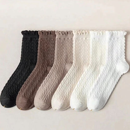 Mehrfarbige Stricksocken aus Baumwolle, 7er-Pack, Damenmode, bequem, warm, elegant.