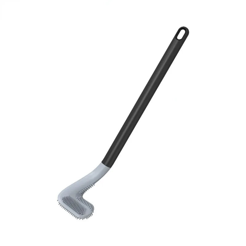 Grauer Flaschenreiniger mit schwarzem Griff, langlebig, flexibel, Küchenzubehör.