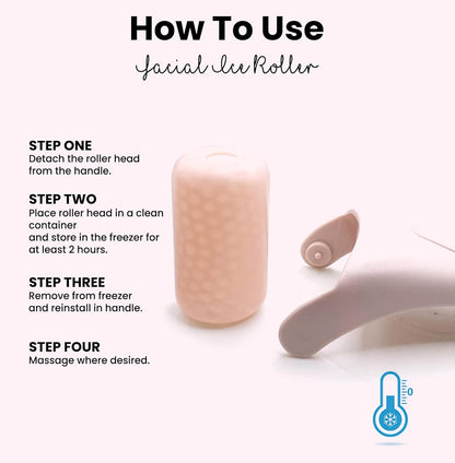 Gesichts-Eisroller, rosa, abnehmbar, für kühlende Gesichtsmassage, Hautpflege-Tool.