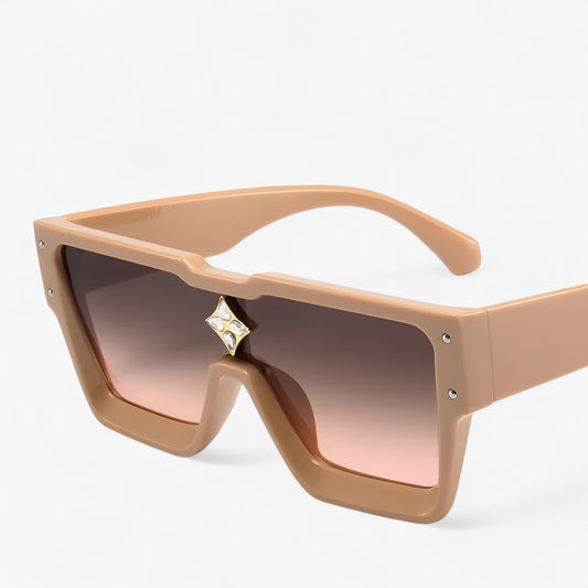 Sonnenbrille | Punk | Gespiegelt | Eckig | Unisex | UV400 Schutz-Champagne Braun-Luzern Mode