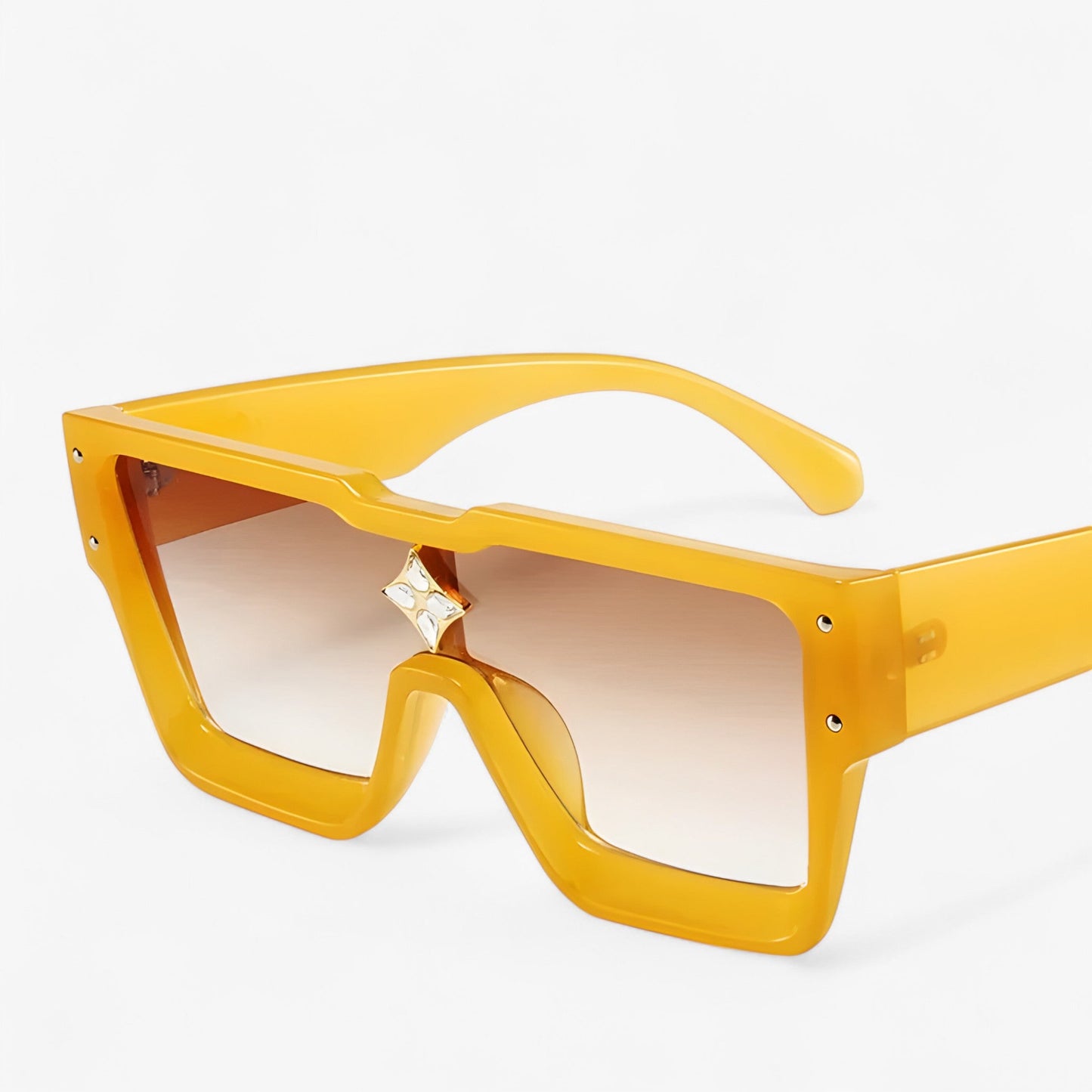 Sonnenbrille | Punk | Gespiegelt | Eckig | Unisex | UV400 Schutz-Gelb Braun-Luzern Mode