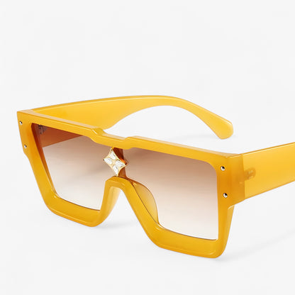 Sonnenbrille | Punk | Gespiegelt | Eckig | Unisex | UV400 Schutz-Gelb Braun-Luzern Mode