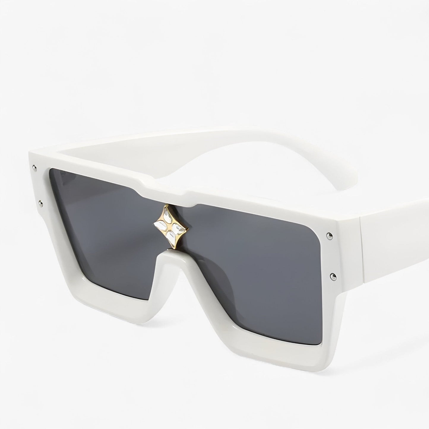 Sonnenbrille | Punk | Gespiegelt | Eckig | Unisex | UV400 Schutz-Weiß Grau-Luzern Mode