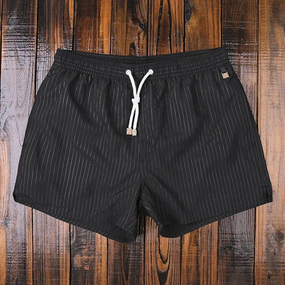 Herren Shorts Sommer | Gestreift bequem | Elastischer Bund | Lässig vielseitig-Schwarz-S-Luzern Mode