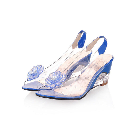 Damen Sandaletten | Fersenriemen | 7cm Höhe | Fischmund | Glitzernd-Luzern Mode