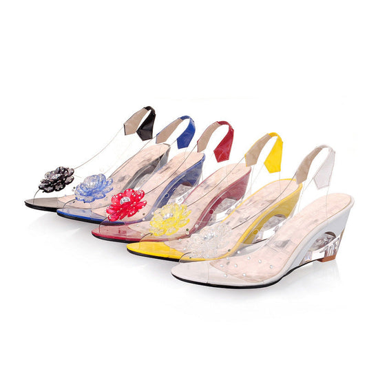 Damen Sandaletten | Fersenriemen | 7cm Höhe | Fischmund | Glitzernd-Luzern Mode