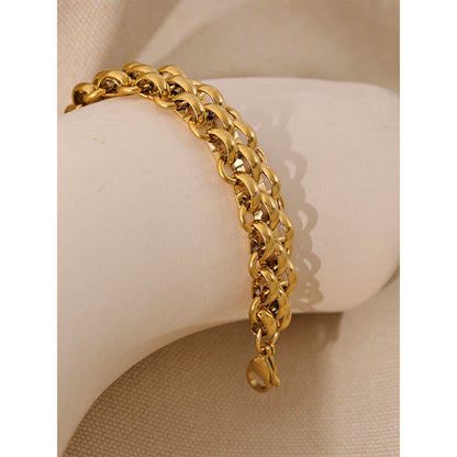 18k vergoldetes Edelstahl-Cuban Chain Armband, verstellbar, modisches Statement-Schmuckstück.