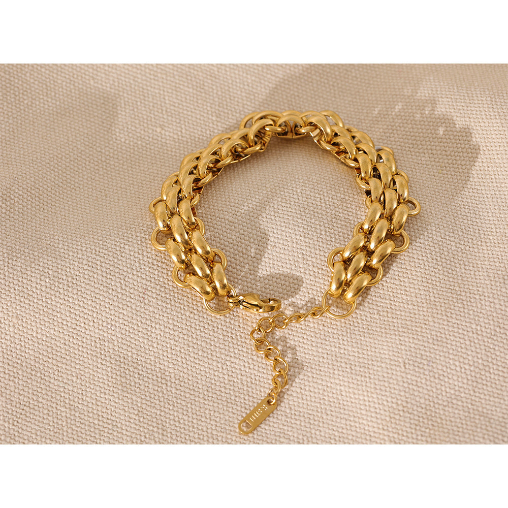 18k vergoldetes Edelstahl-Armband, verstellbar, kubanische Kette, modisches Statement-Schmuckstück.