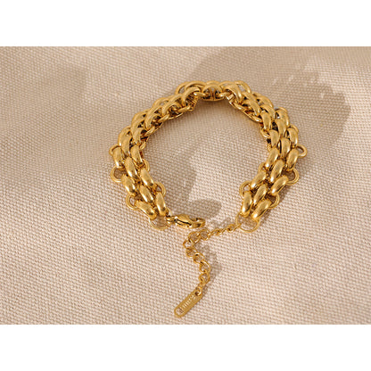 18k vergoldetes Edelstahl-Armband, verstellbar, kubanische Kette, modisches Statement-Schmuckstück.