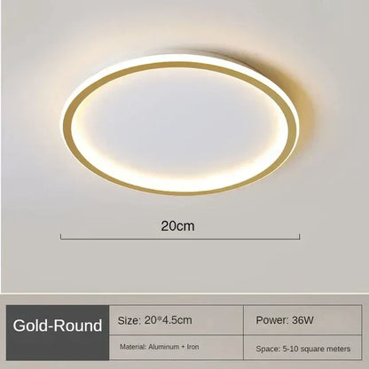 Runde LED-Deckenleuchte, gold, 20cm, 36W, Aluminium, Eisen, moderne Innenbeleuchtung.